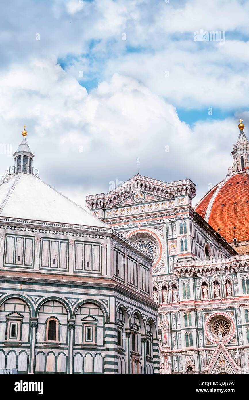 Vew of Duomo Santa Maria del Fiore and Brunelleschi's dome, Florence, Tuscany, Italy Stock Photo