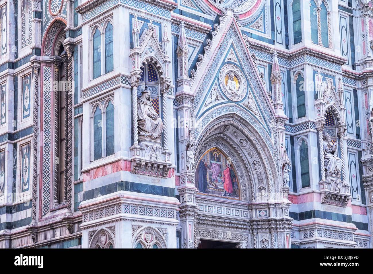 Duomo Santa Maria del Fiore facade, Florence, Tuscany, Italy, Europe Stock Photo