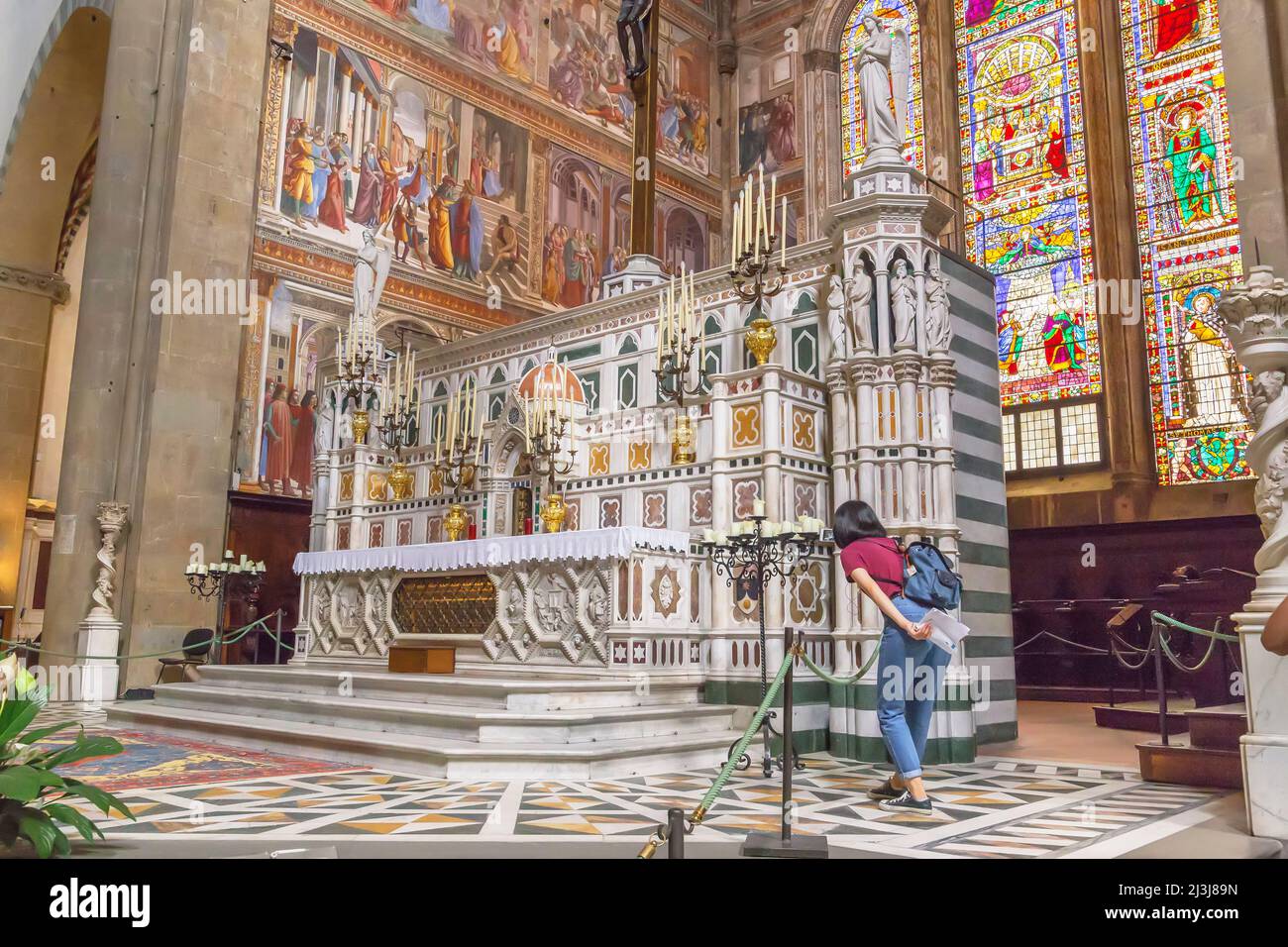 Basilica of Santa Maria Novella interior, Florence, Tuscany, Italy, Stock Photo
