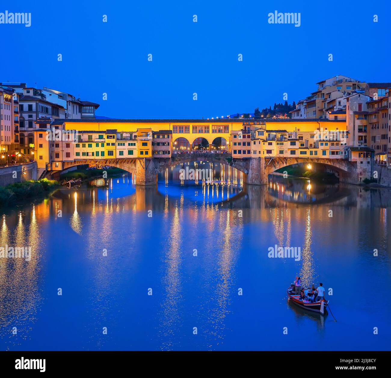 Ponte Vecchio by night, Florence, Tuscany, Italy Stock Photo