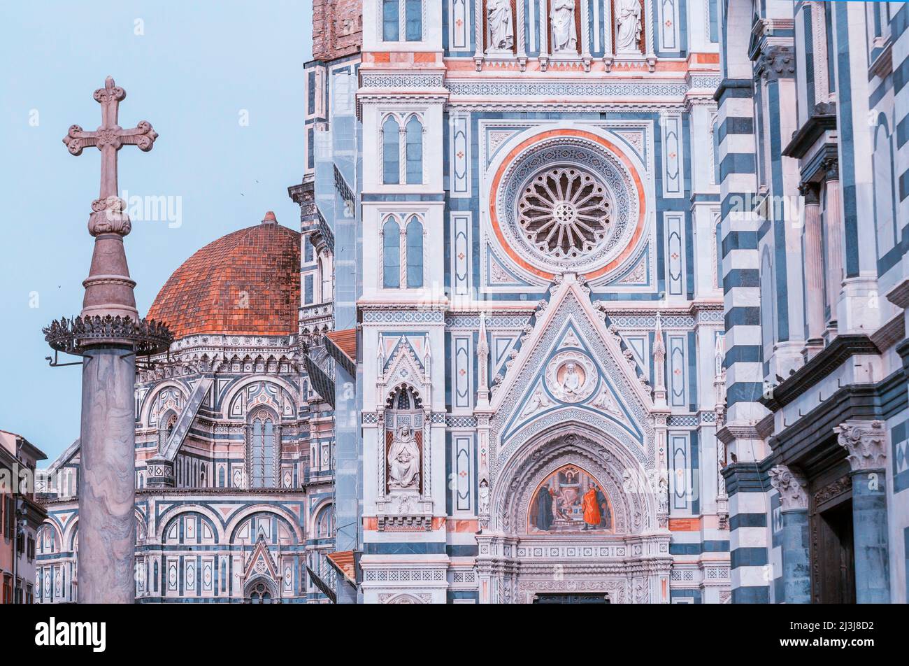 Duomo Santa Maria del Fiore facade; Florence, Tuscany; Italy Stock Photo