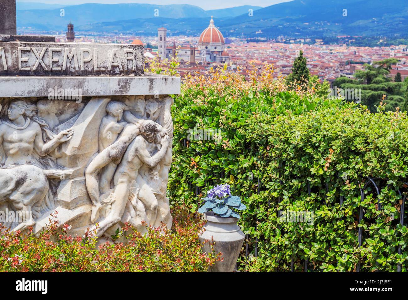 San Miniato al Monte cemetery overlooking town, Florence, Tuscany, Italy Stock Photo