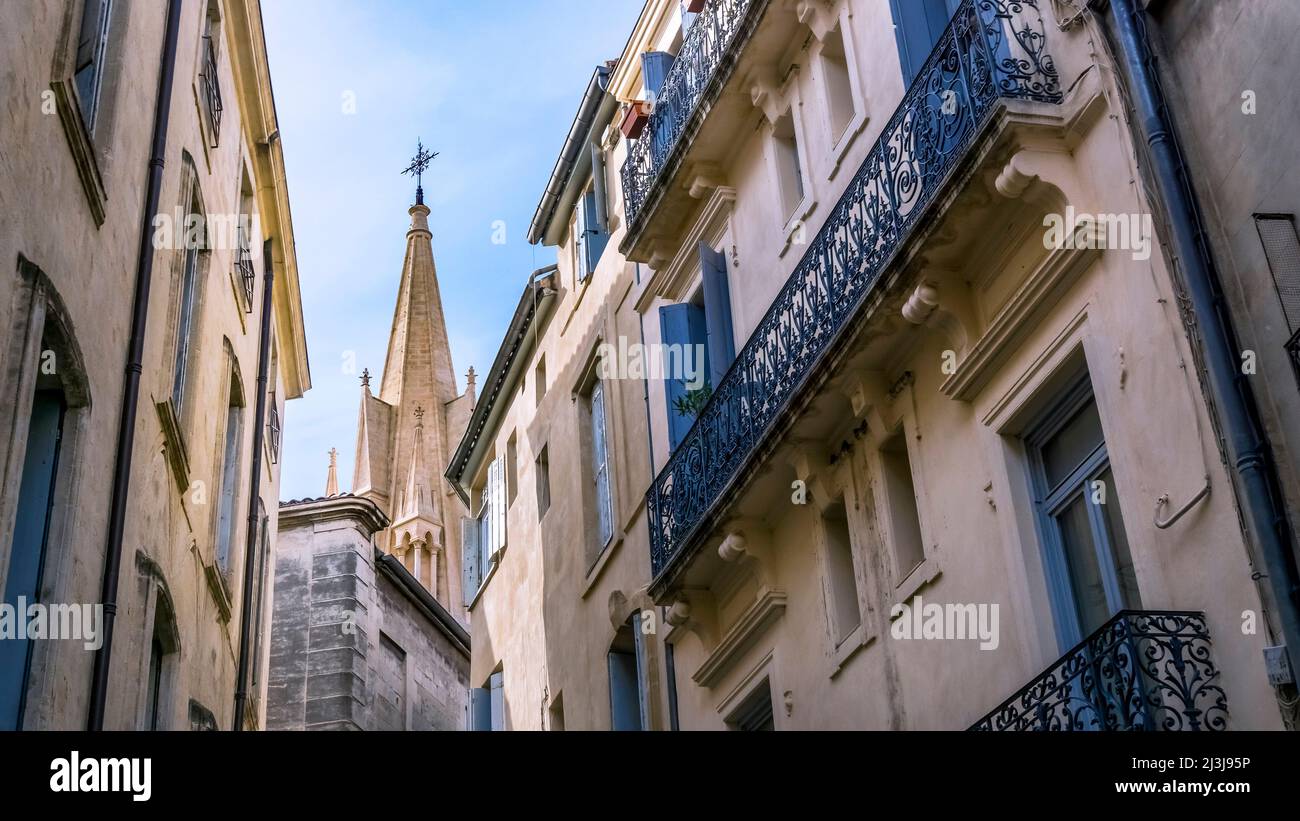 Église Sainte Anne in Montpellier. Built in neogothic style in the XIX century. The bell tower is 71 meters high. Since 2011 is an exhibition space for contemporary art. Stock Photo