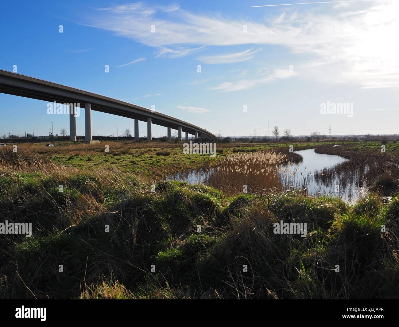 The Sheppey Bridge, Isle of Sheppey Crossing the River Swale in north Kent, England, UK. Stock Photo