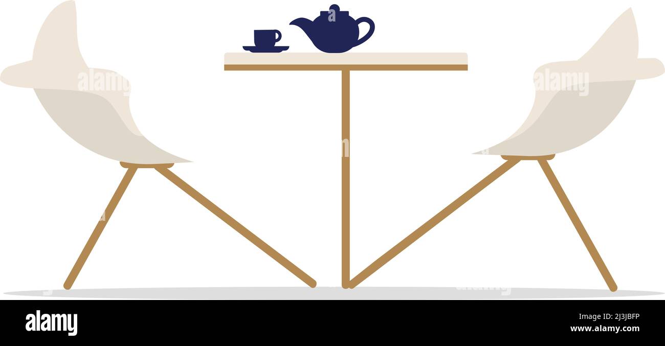 Minimalist white armchairs with coffee table semi flat color vector object Stock Vector