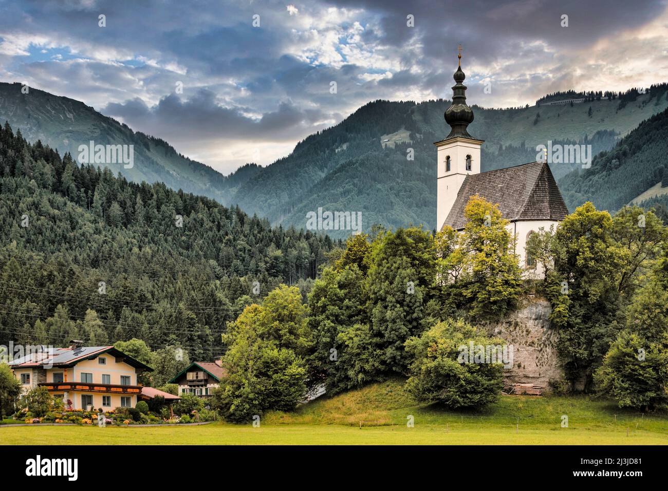 Austria, Salzburg, Hallein district, Golling an der Salzach - pilgrimage church of St. Nikolaus Stock Photo