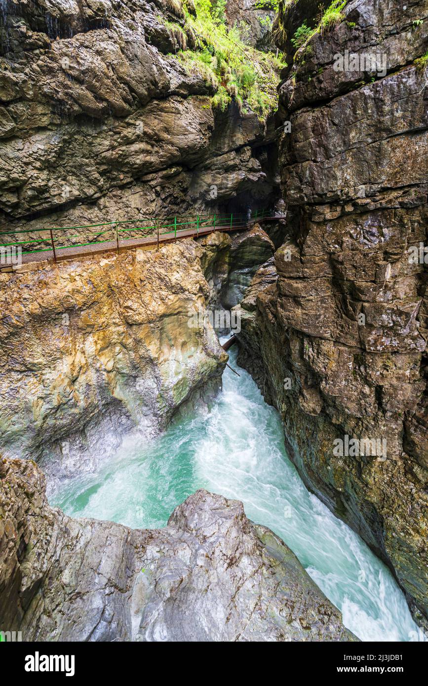 The Breitach gorge cuts deep into the Schratten limestone Stock Photo