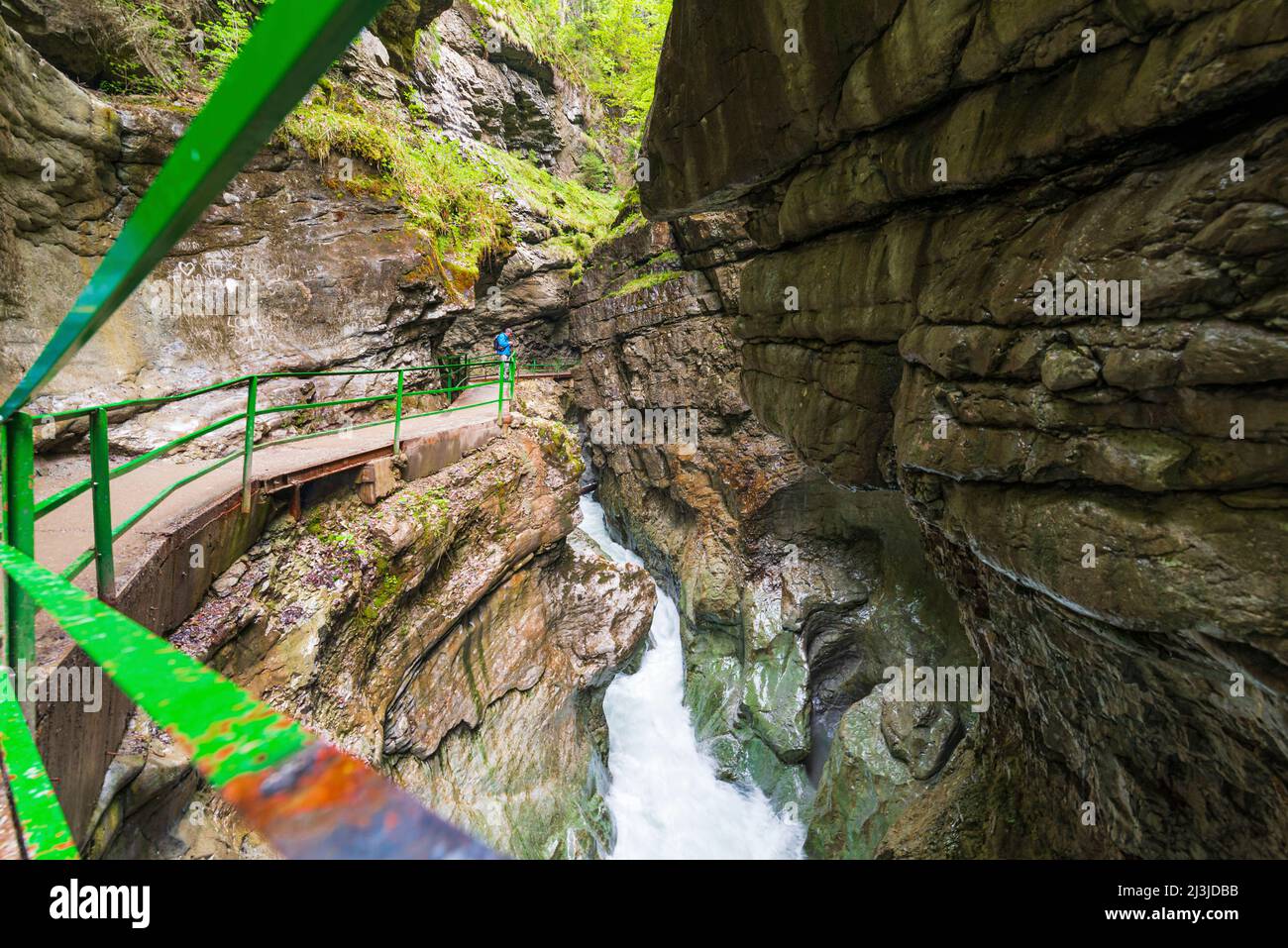 The Breitach gorge cuts deep into the Schratten limestone Stock Photo