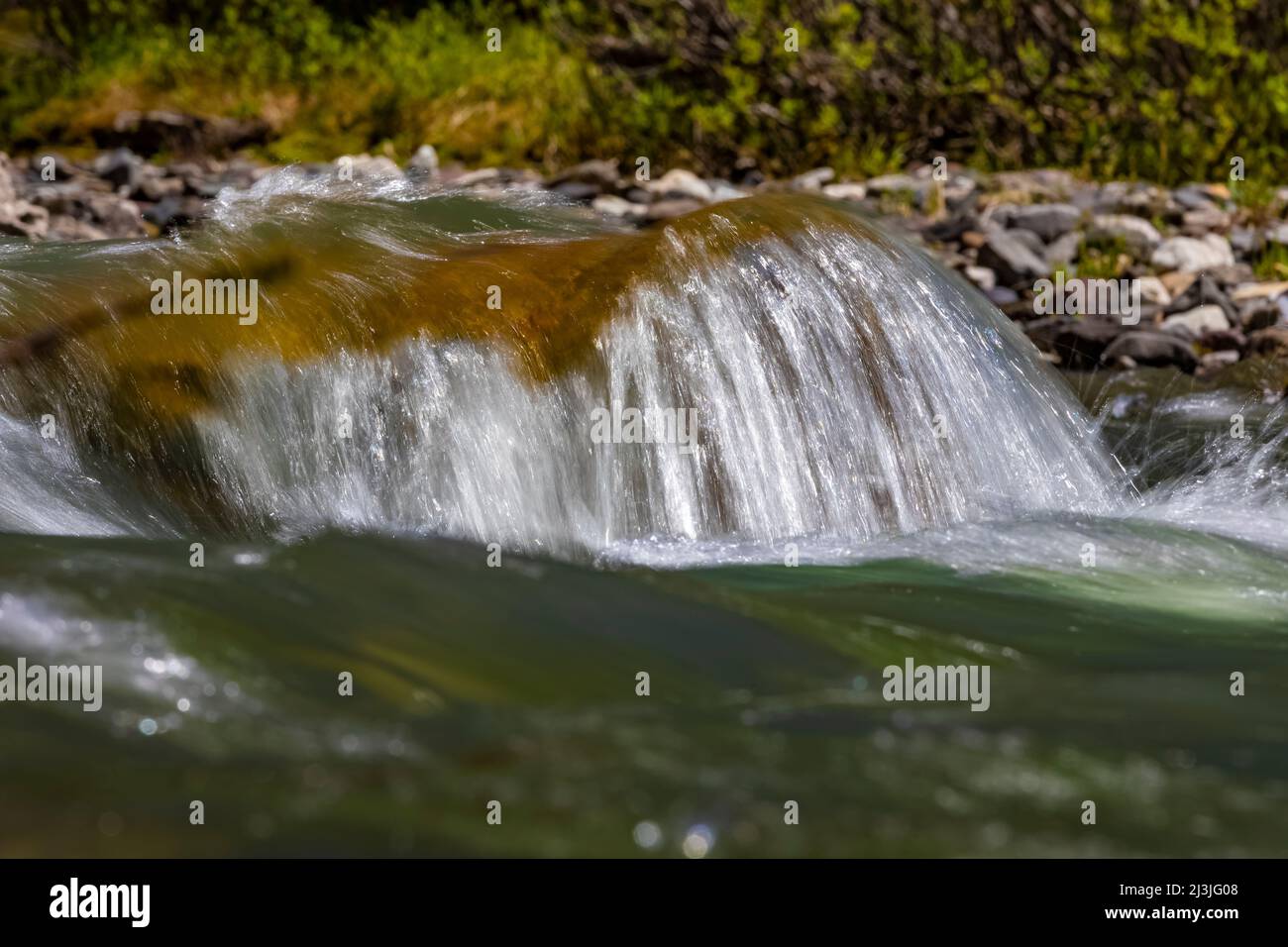 Fast-flowing Soda Butte Creek in the Absaroka Mountains of northeast Yellowstone National Park, USA Stock Photo