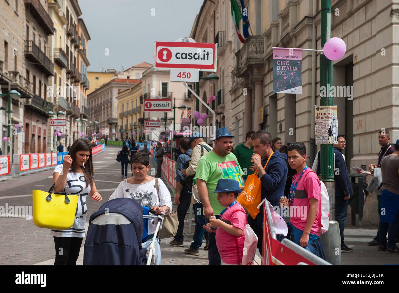 Benevento, Italy 11/05/2016: via del Corso, onlookers waiting for the arrival of the Giro d'Italia. ©Andrea Sabbadini Stock Photo