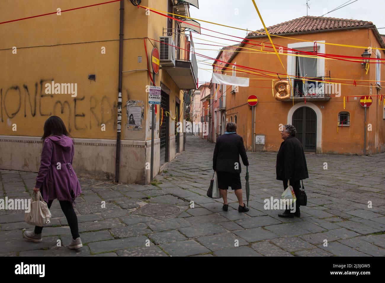 Benevento, Italy 11/05/2016: elderly women talk among the alleys of the historic center. ©Andrea Sabbadini Stock Photo