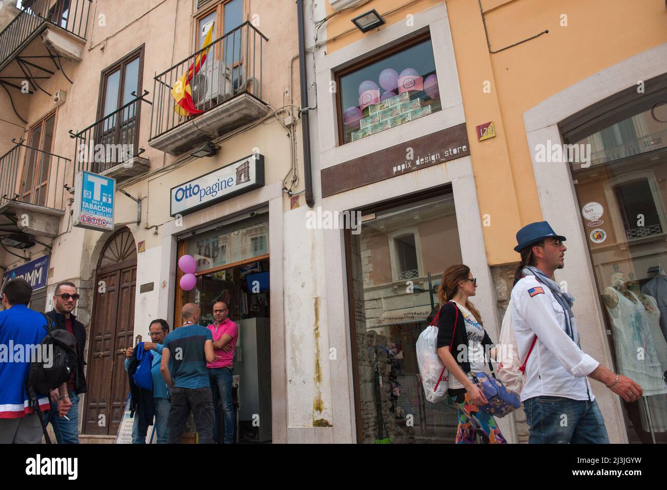 Benevento, Italy 11/05/2016: via del Corso, onlookers waiting for the arrival of the Giro d'Italia. ©Andrea Sabbadini Stock Photo