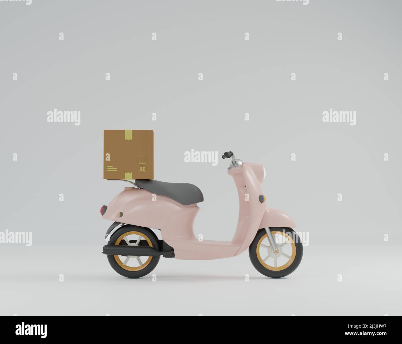 Online express delivery scooter motorcycle carrying courier cardboard