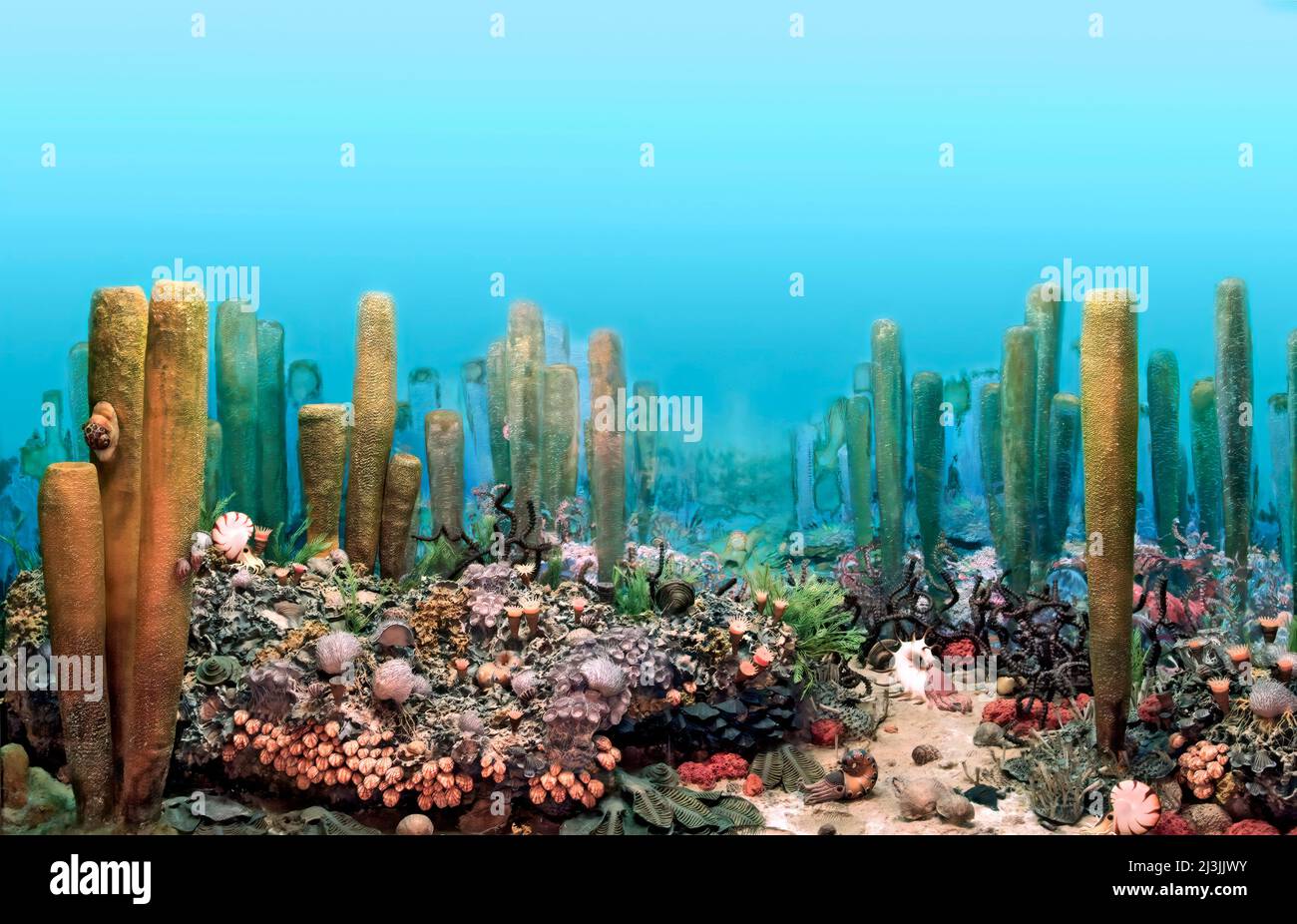 Ancient Permian Ocean also The Panthalassa Ocean. The Permian is a geologic period and system which extends from 298.9 ± 0.15 to 252.17 ± 0.06 million Stock Photo