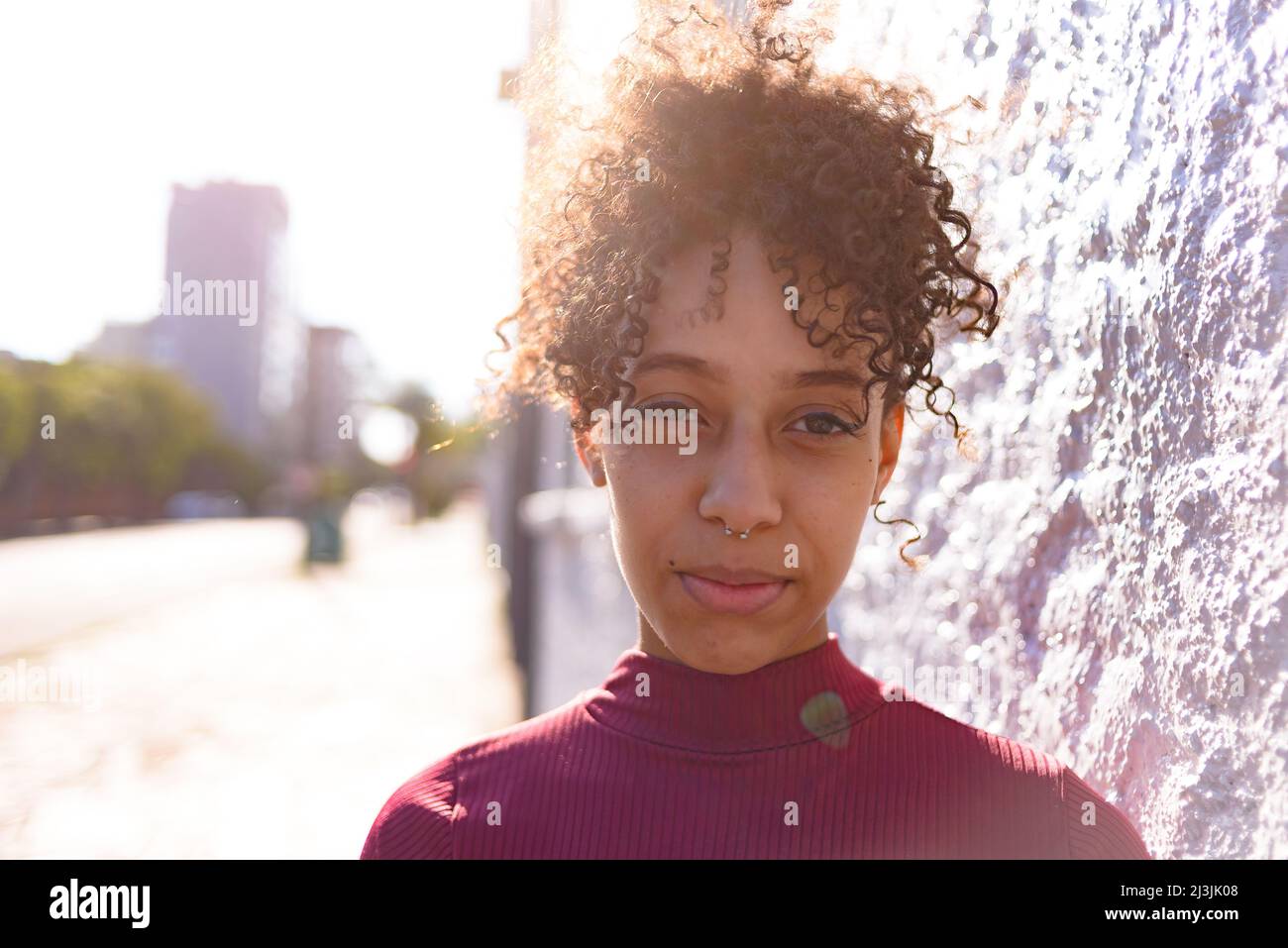 African American young woman portrait outdoors in urban landscape Stock ...