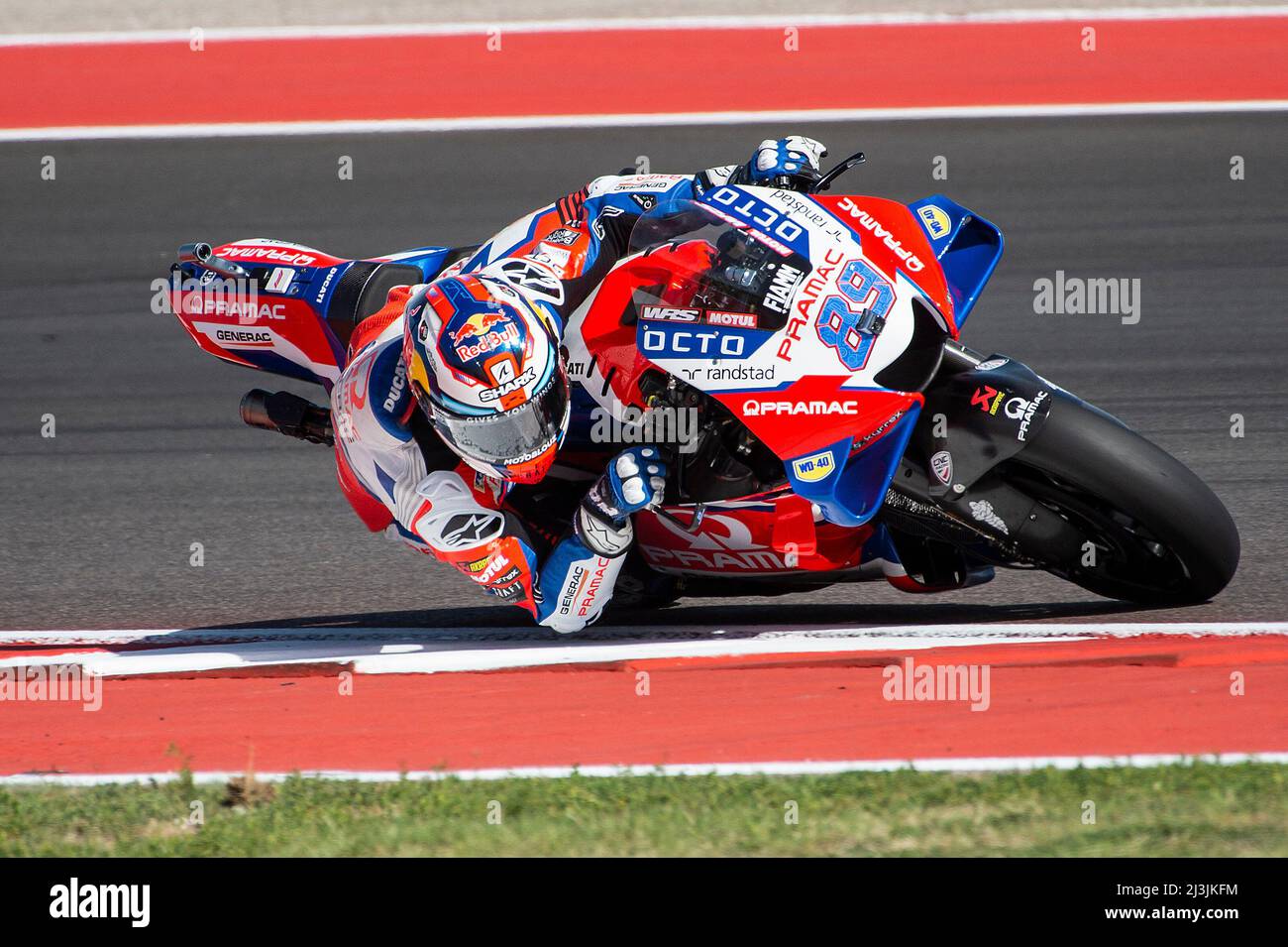 The Americas, Austin, Texas, USA. 08th Apr, 2022. Jorge Martin #89 with  Pramac Racing in action Free Practice 1 at the MotoGP Red Bull Grand Prix  of the Americas, Circuit of The