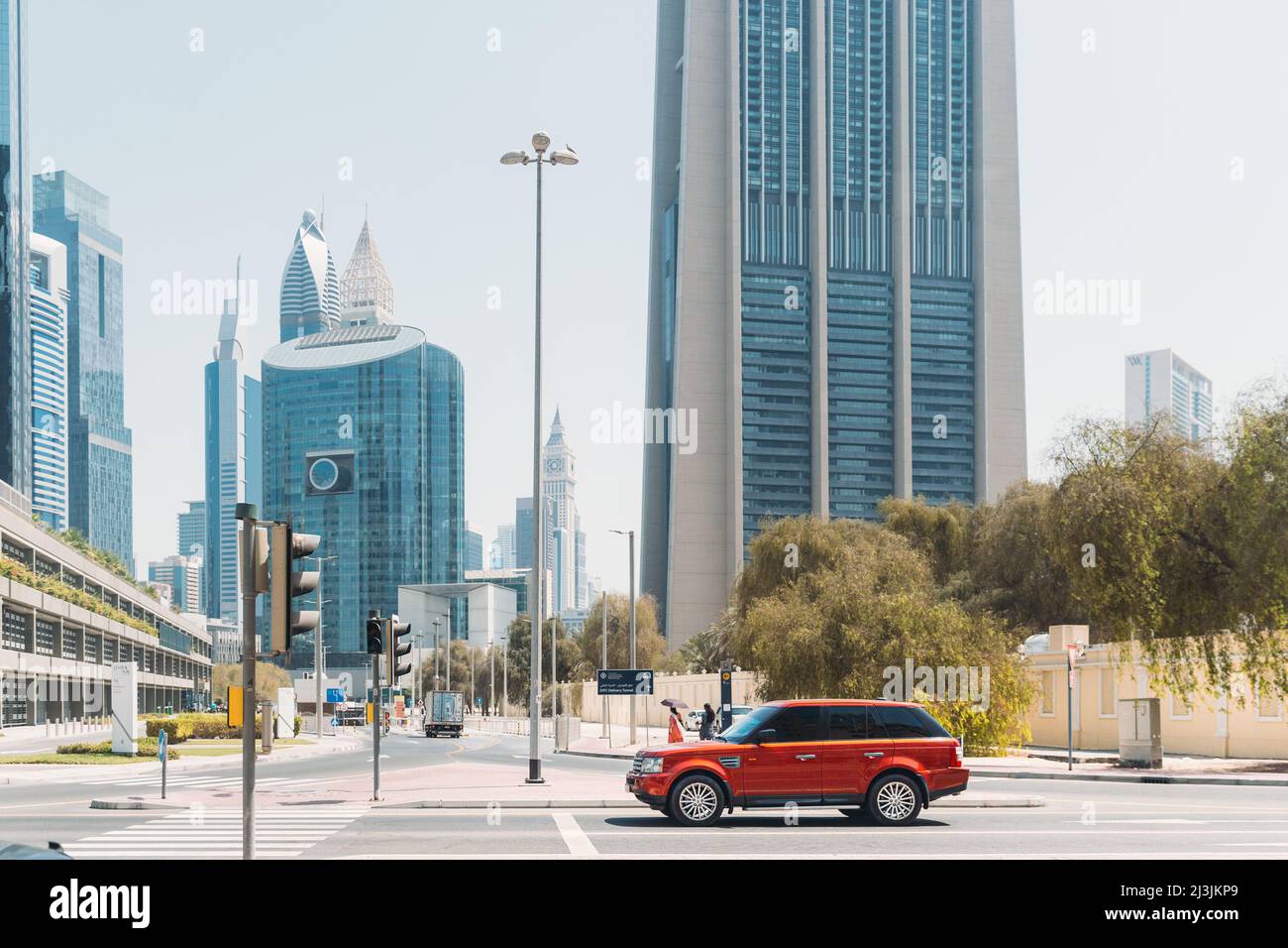 Dubai, UAE, United Arab Emirates - May 28, 2021: Red Range Rover (L322 ...