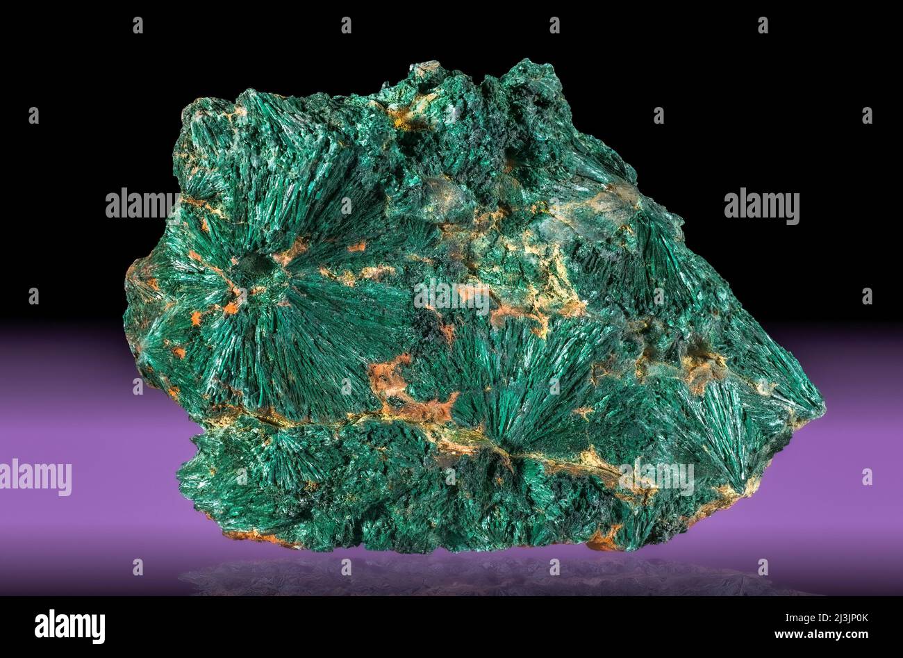 Fibrous Malachite from the Copper Queen Mine, Bisbee, Arizona Stock Photo