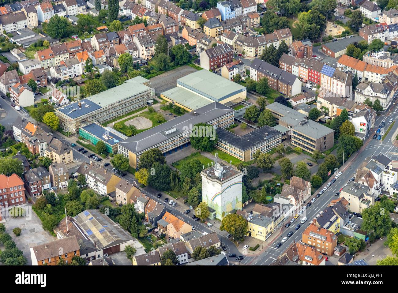 Aerial photo, construction site and renovation Friedrich-List-Berufskolleg  Hamm as well as Eduard-Spranger-Berufskolleg and HochBunker Vorheider Weg i  Stock Photo - Alamy