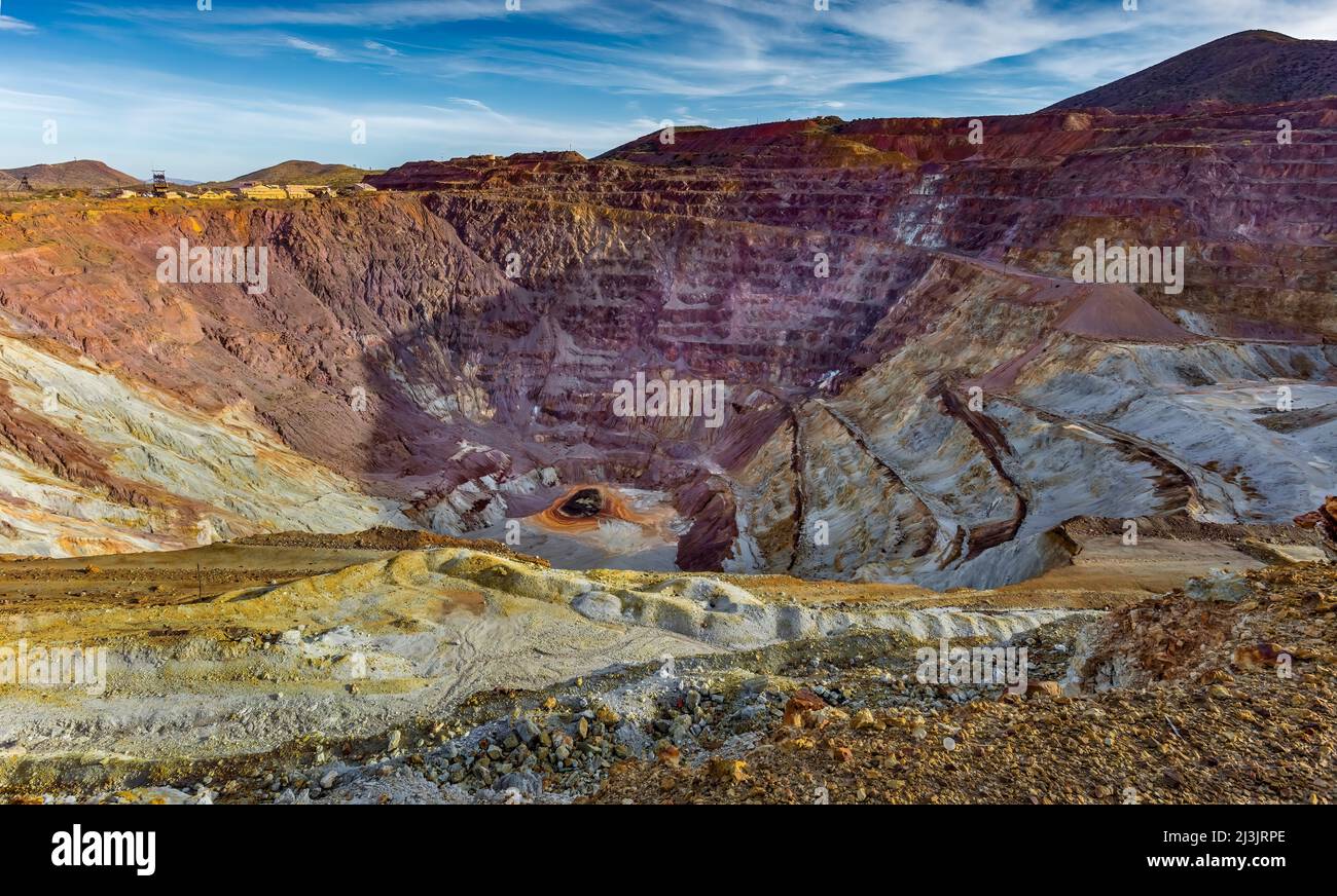 Massive Open Pit Copper Mine, Bisbee, AZ Stock Photo