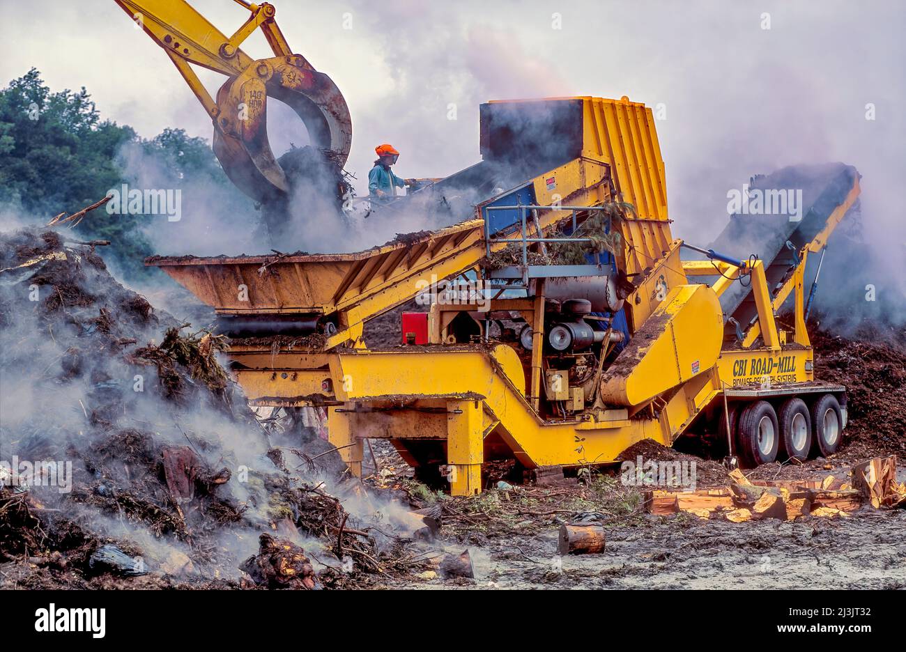 Grinding Machine and Composting Organic Waste, Steam Evidence of Bio