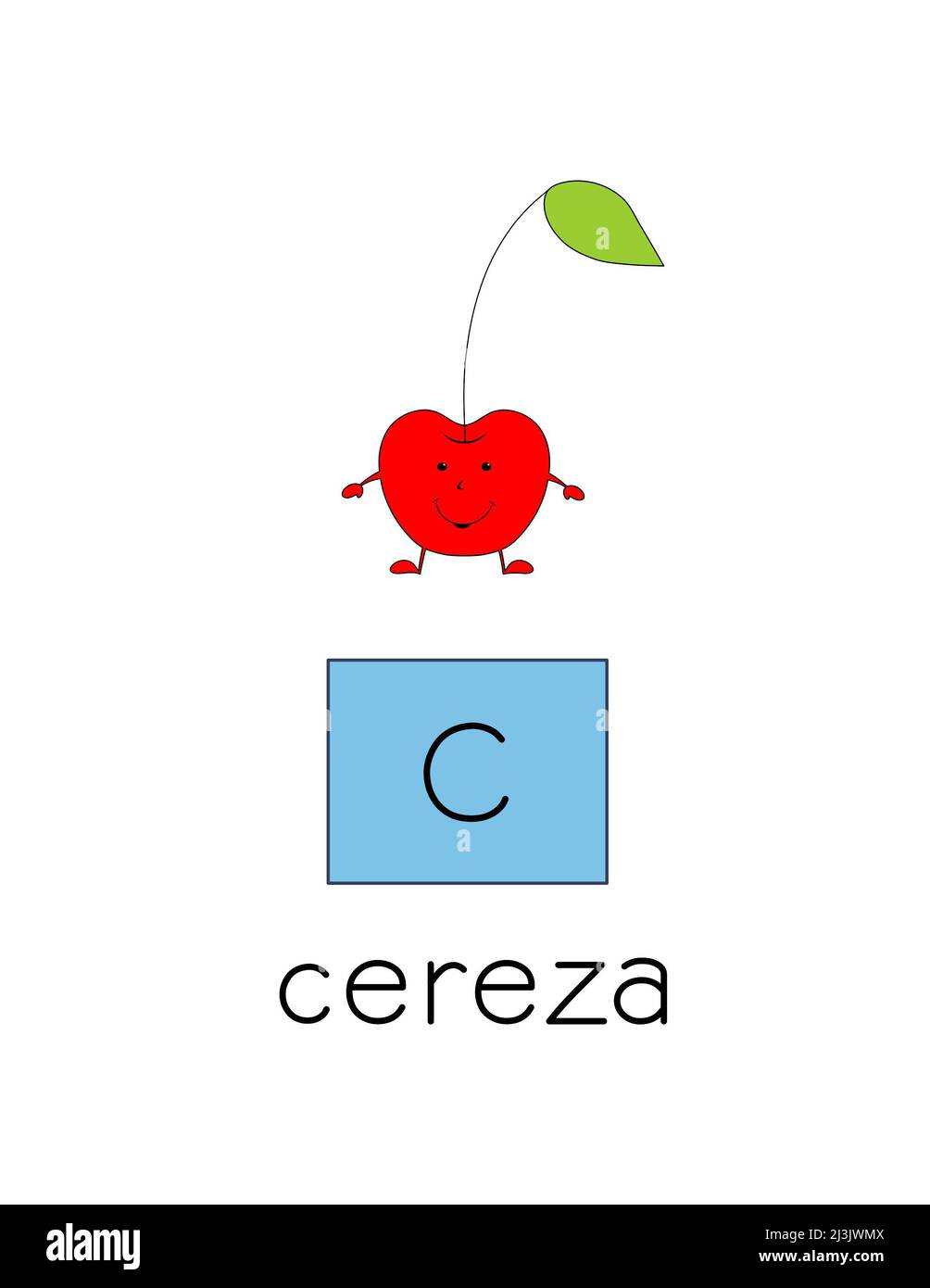 cherry in spanish, learn new vocabulary with pictures Stock Photo Alamy