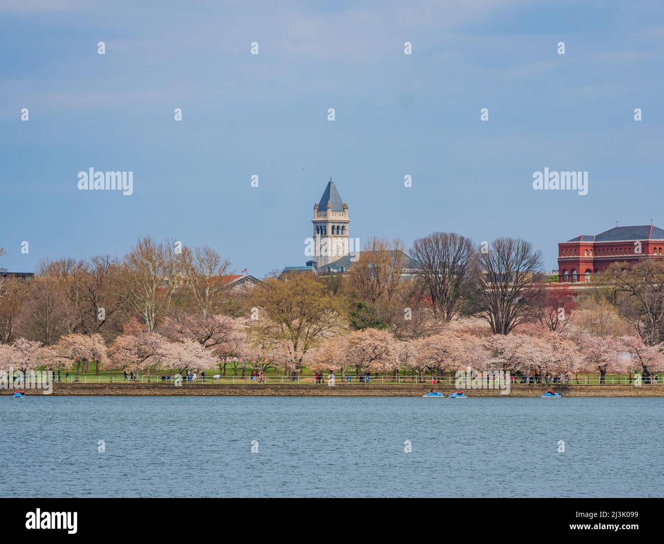 Beautiful Old Post Office Pavilion with cherry blossom at Washington DC Stock Photo
