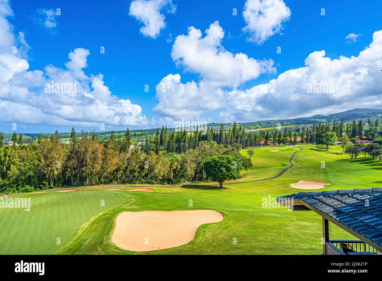 Golf course along the pacific ocean on the island of Maui, Hawaii, USA