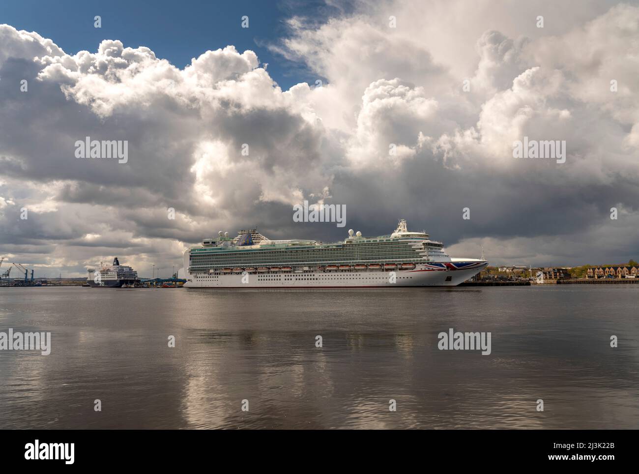 Cruise ships in the harbour of South Shields; South Shields, Tyne and Wear, England Stock Photo