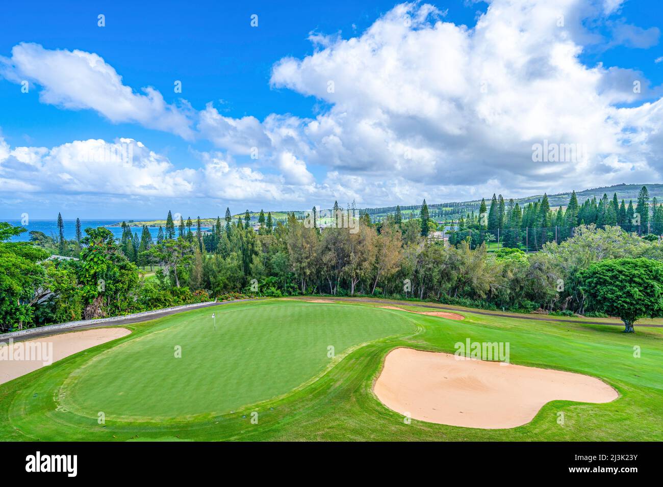 Golf course along the pacific ocean on the island of Maui, Hawaii, USA