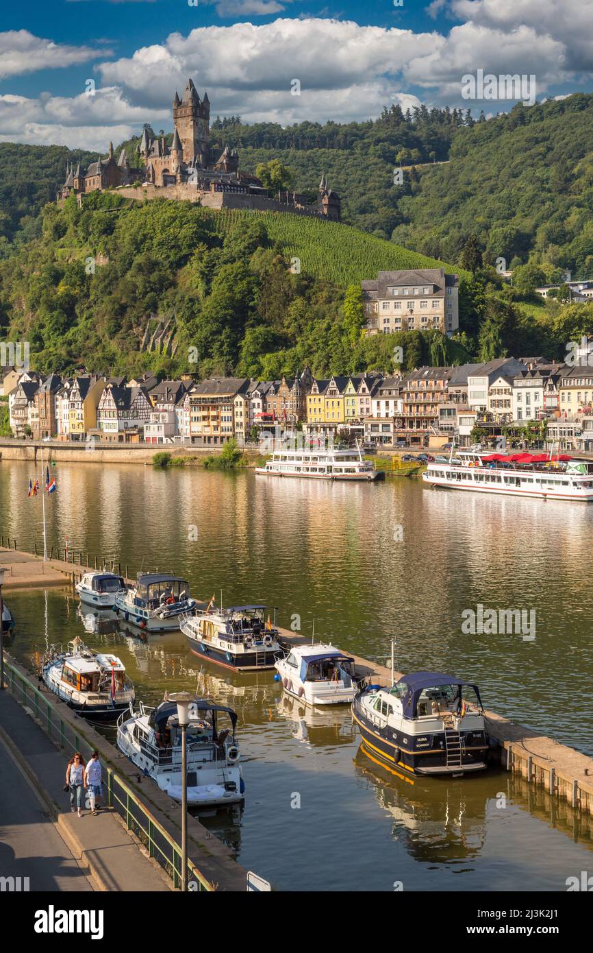 Cochem, Germany, on the Moselle.  Reichsburg Castle above the Town. Stock Photo