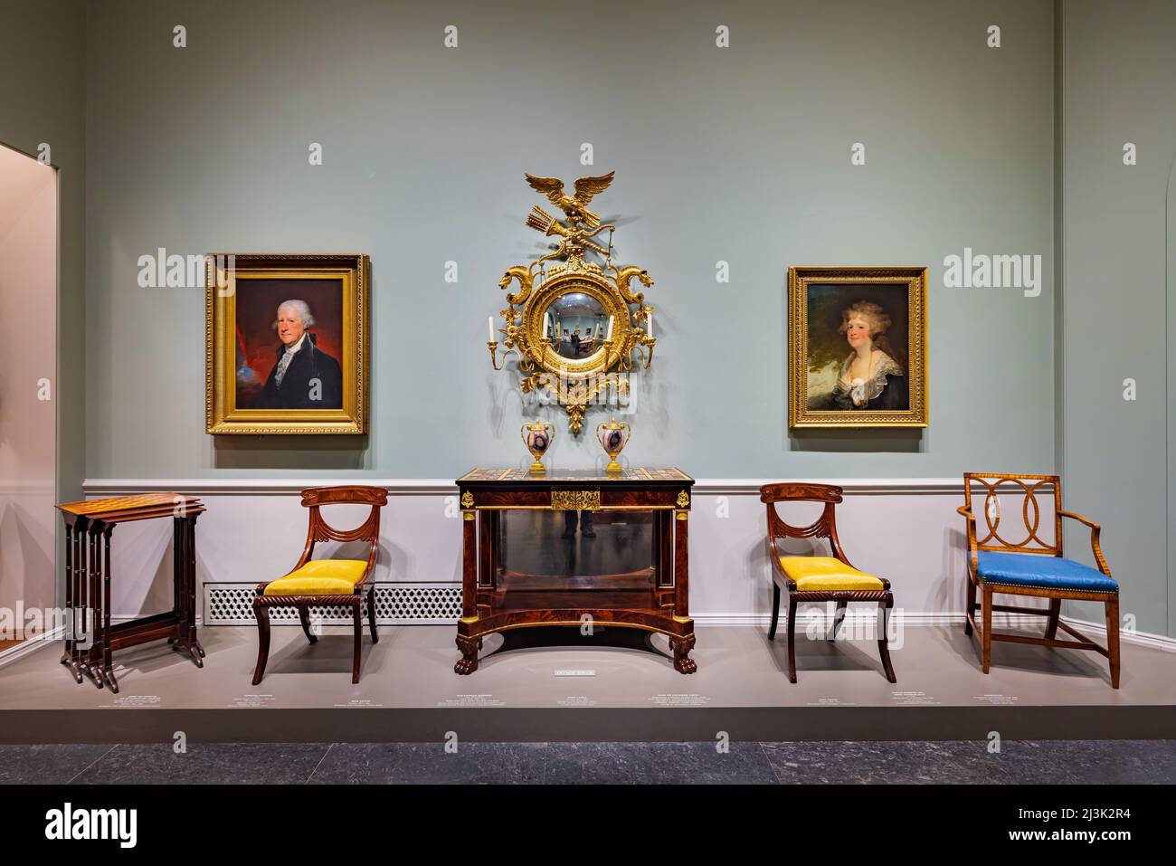 Washington DC, MAR 31 2022 - Antique furniture display in the National Gallery of Art Stock Photo
