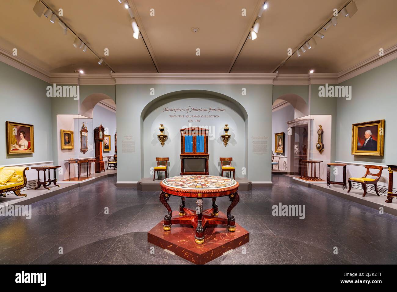Washington DC, MAR 31 2022 - Antique furniture display in the National Gallery of Art Stock Photo