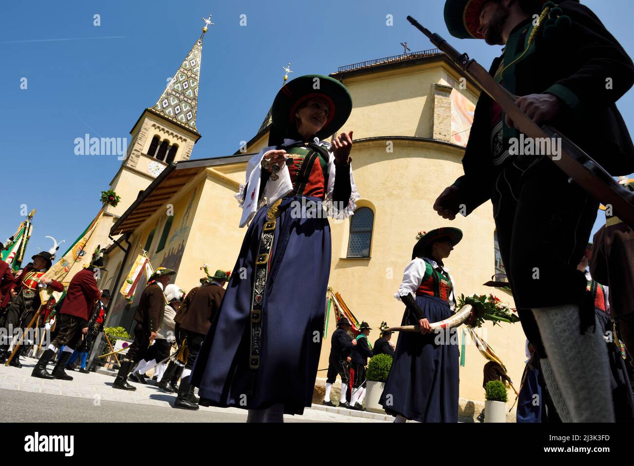 The Herz-Jesu festival was born out of the Napoleonic War. When in 1796, Napoleon's armies came closer and closer to Tirol, the area was made ready fo Stock Photo