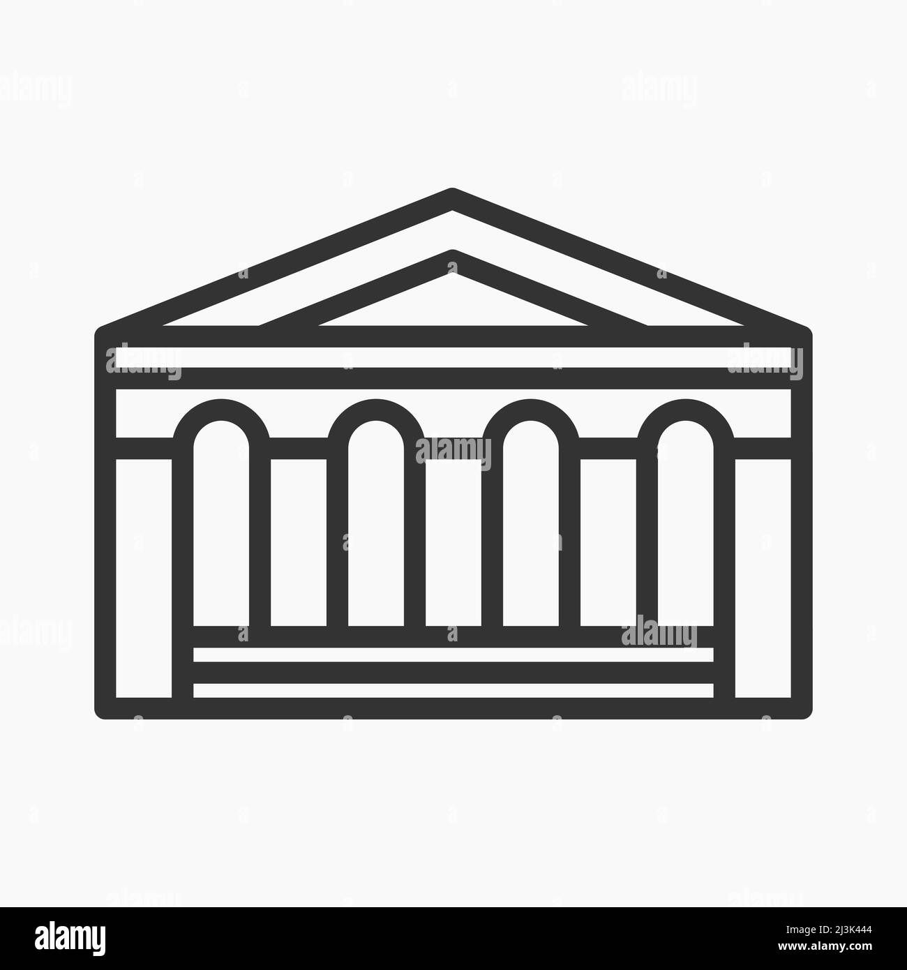 old classic bank building line icon vector flat illustration Stock Vector