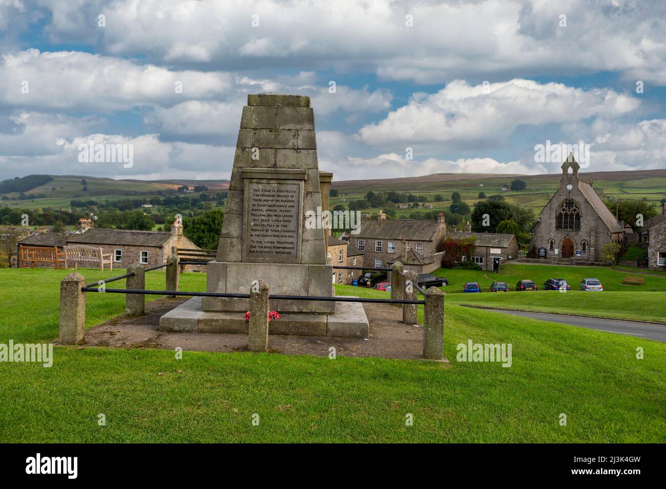 UK, England, Yorkshire, Reeth.  Memorial to those Who Died in World War I. Stock Photo