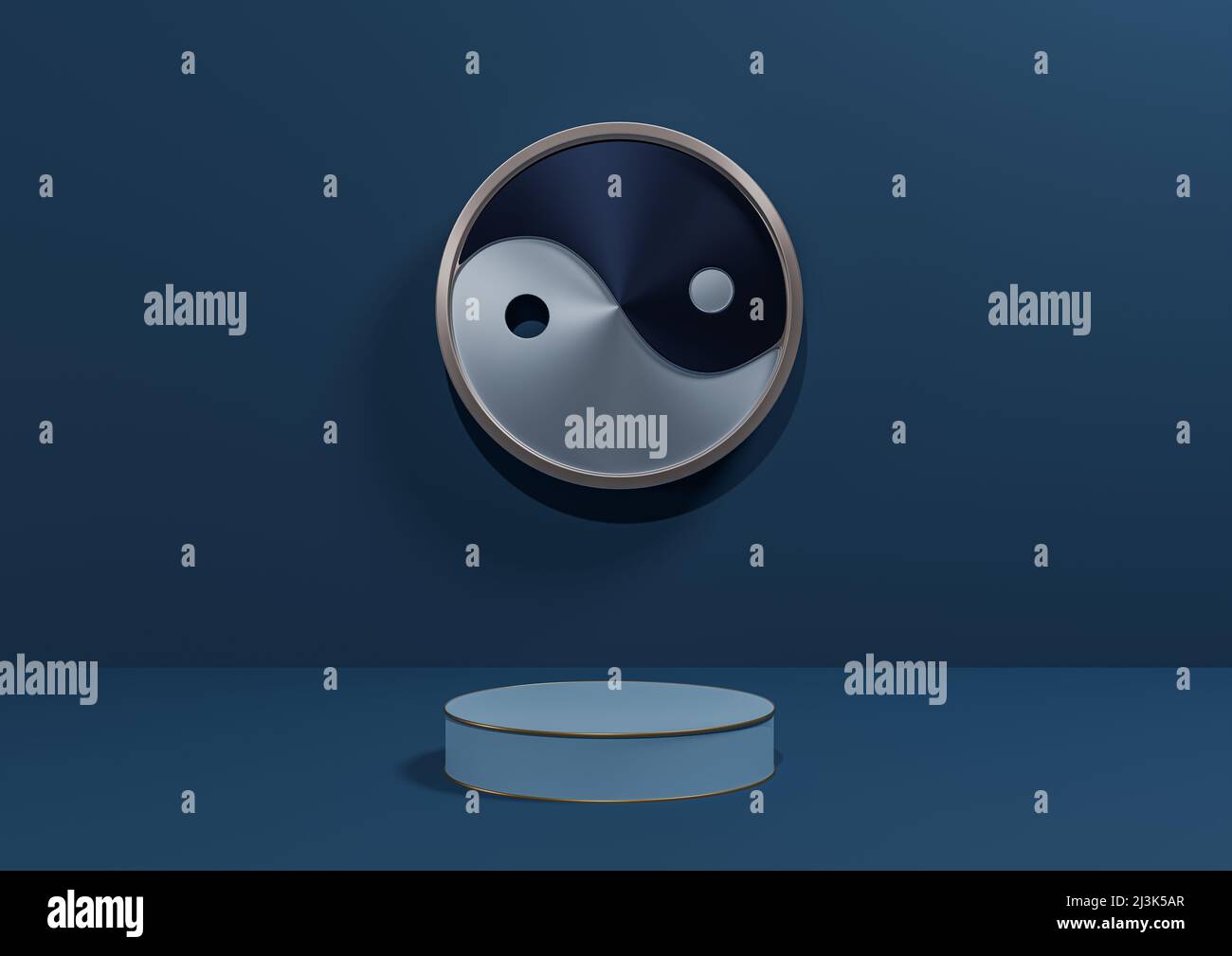 Dark, aqua blue 3D rendering product display background simple, minimal ...