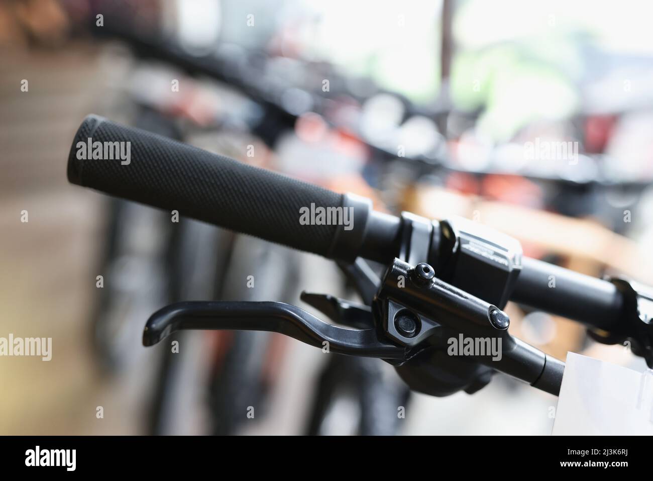 Bicycle handlebar with handbrake in parking. Bicycle control concept