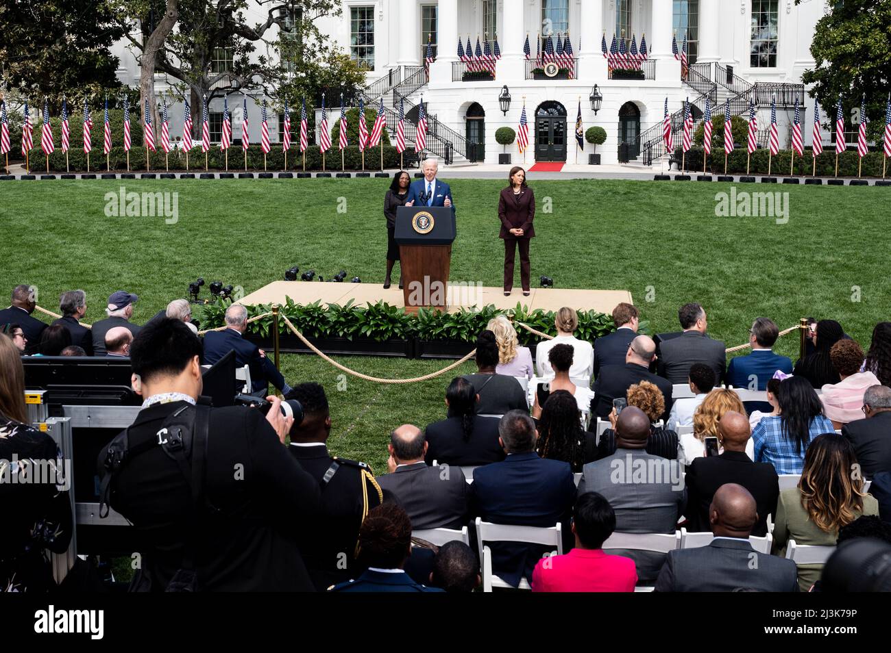 Washington DC, USA. 08th Apr, 2022. President Joe Biden speaks at an event to mark the confirmation of Judge Ketanji Brown Jackson to the Supreme Court. Credit: SOPA Images Limited/Alamy Live News Stock Photo