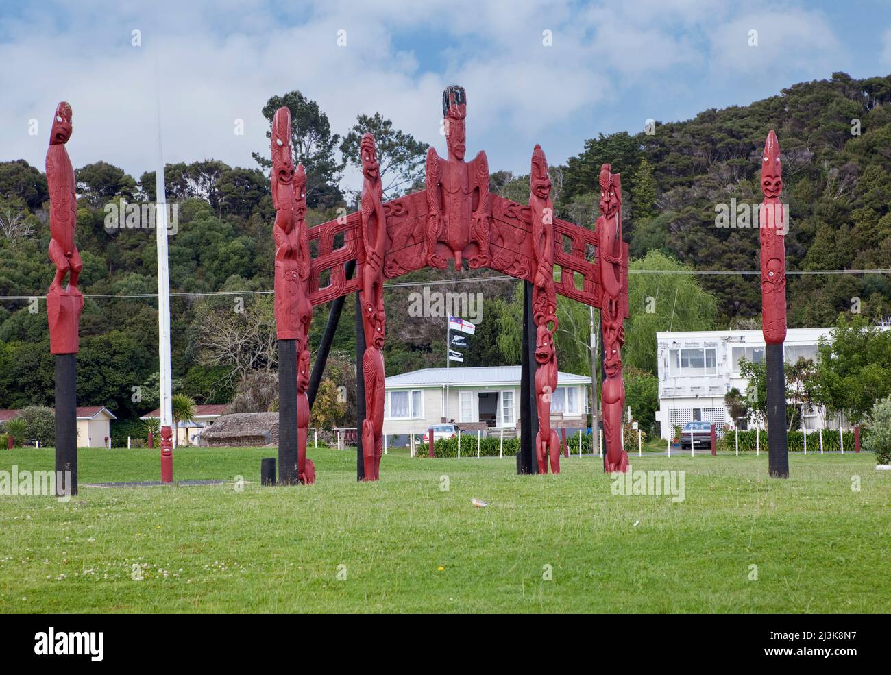 Te Kiriti Maori Totems, Waitangi, Paihia, north island, New Zealand