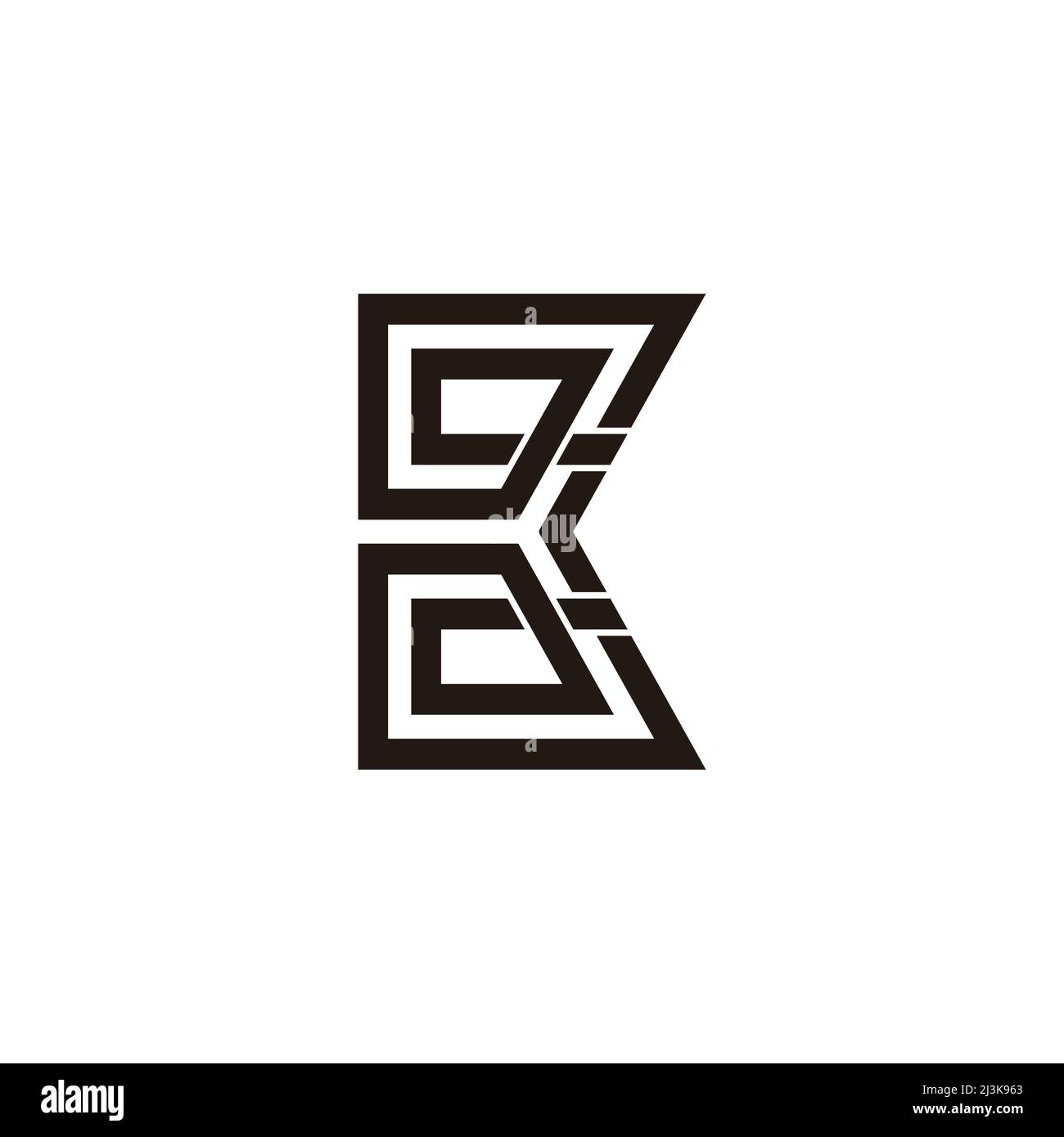 letter k linked geometric linked stripe line logo vector Stock Vector
