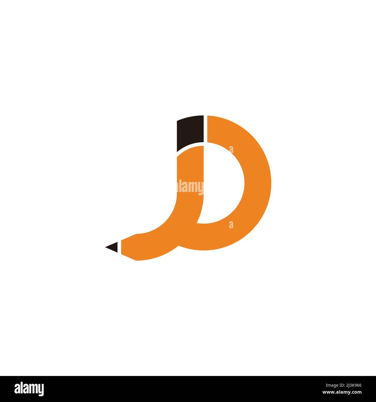 letter d simple geometric pencil shape logo vector Stock Vector