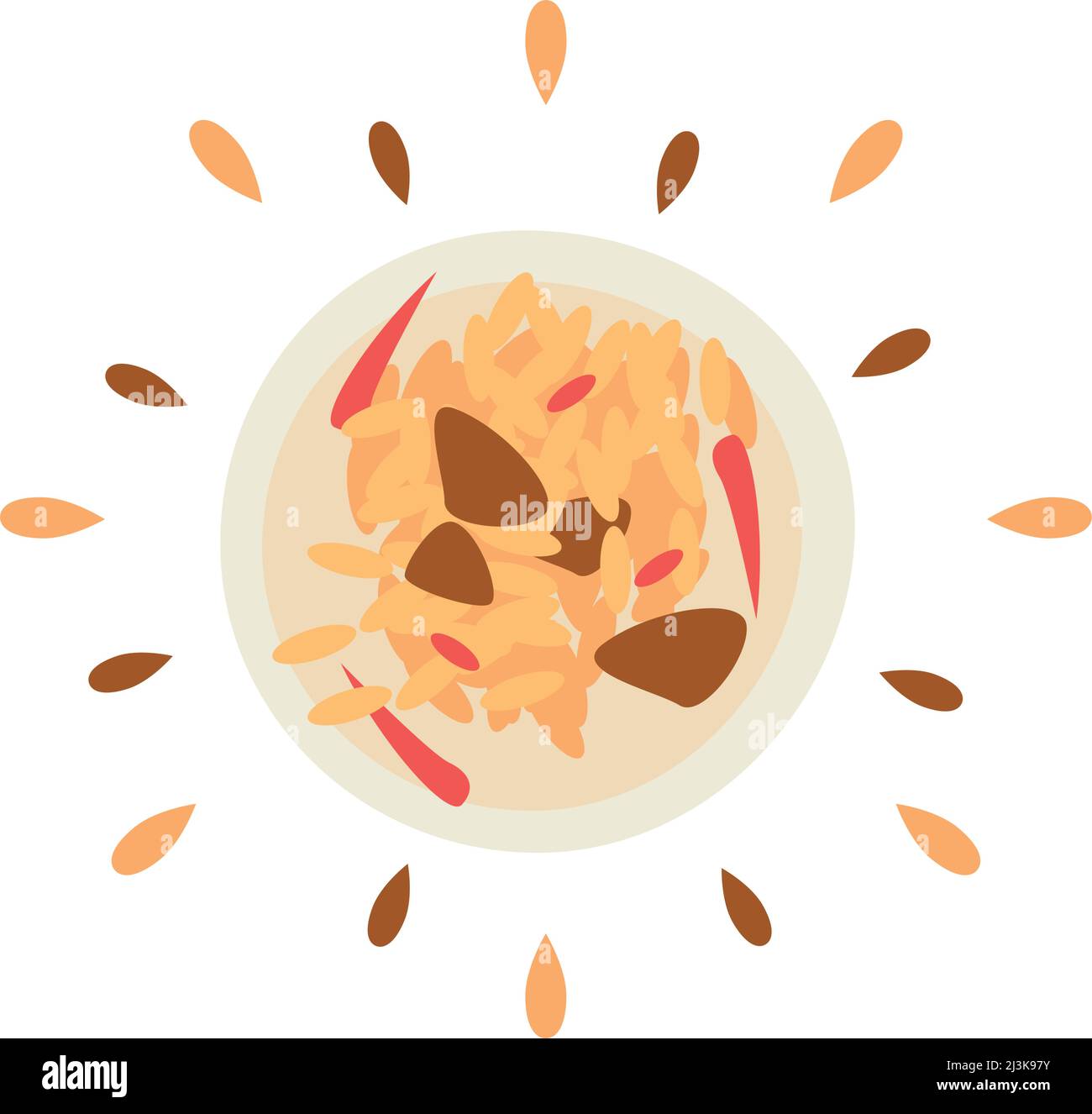 Abstract juicy rice icon with splash on white background - Vector ...