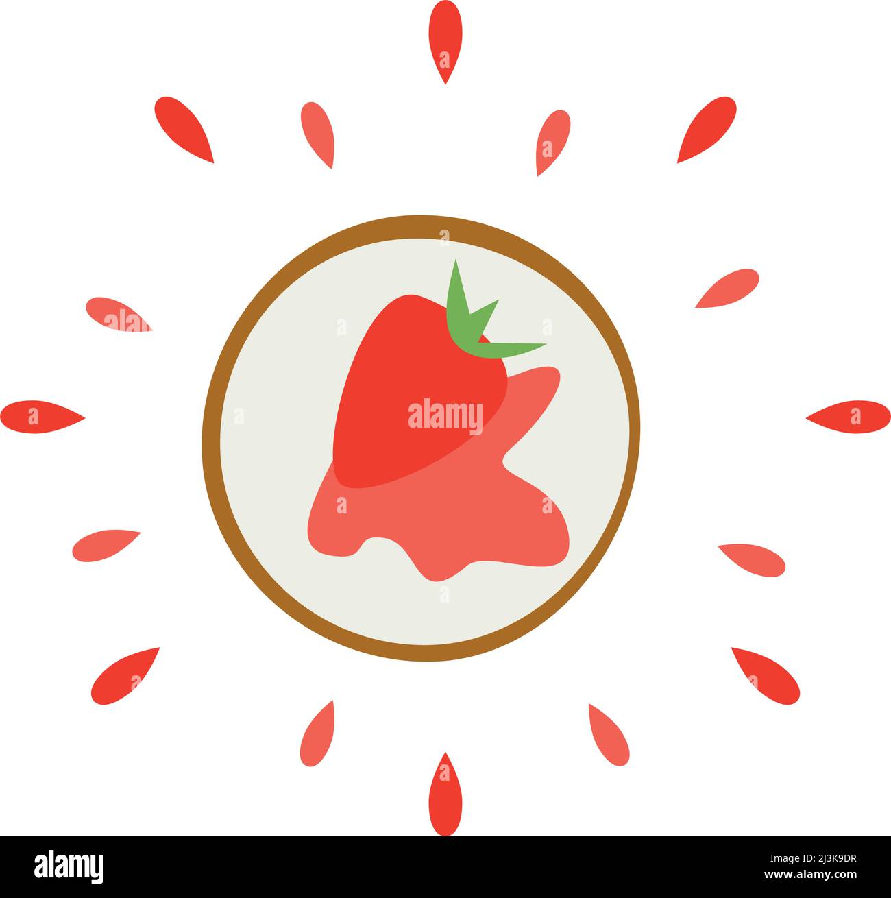 Abstract juicy strawberry icon isolated on white background - Vector ...