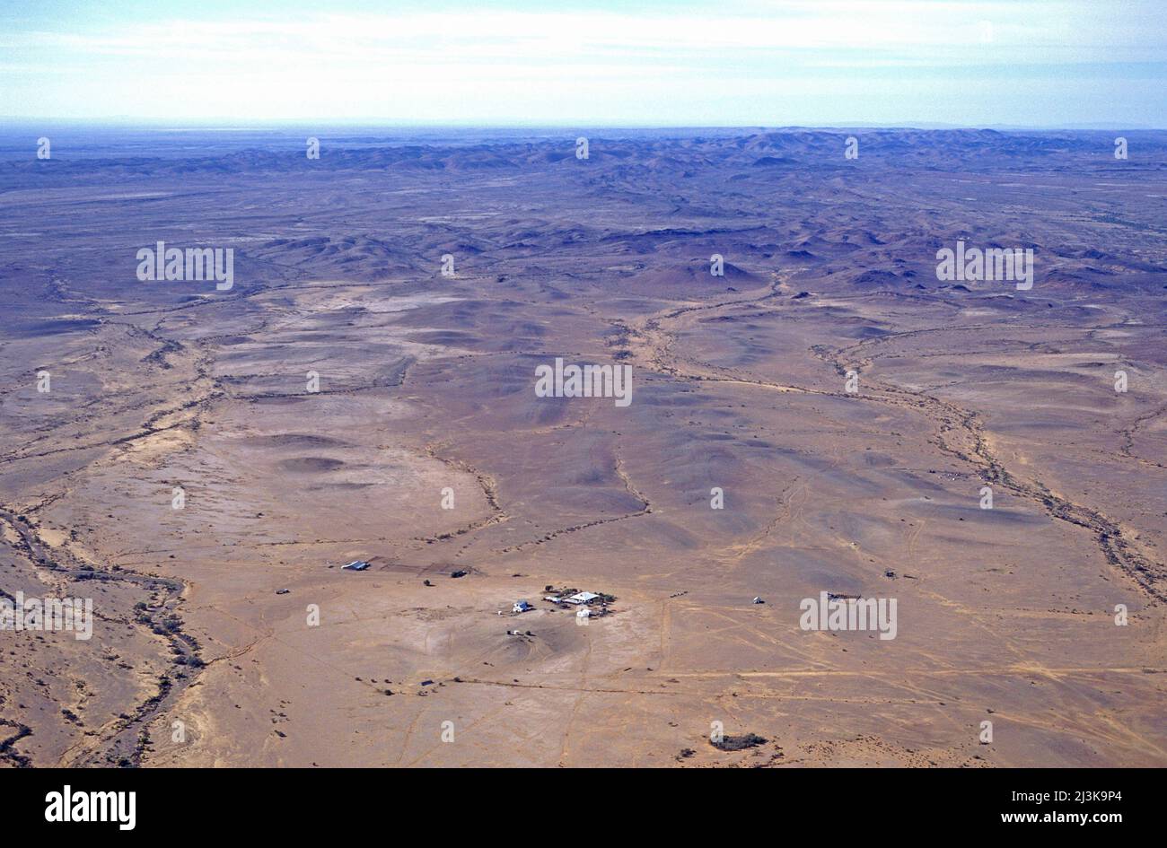 Desert country in northern South Australia with remote homestead in the