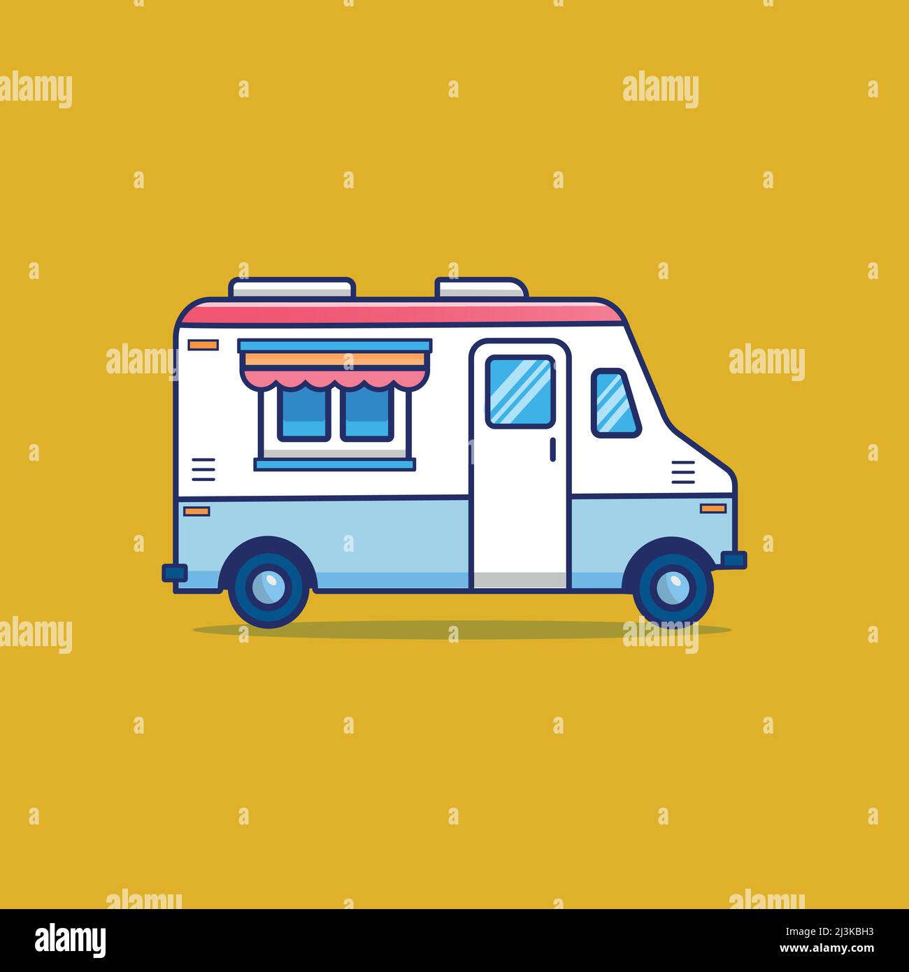 Street Food truck, Ice cream truck, Ice cream van illustration Stock ...