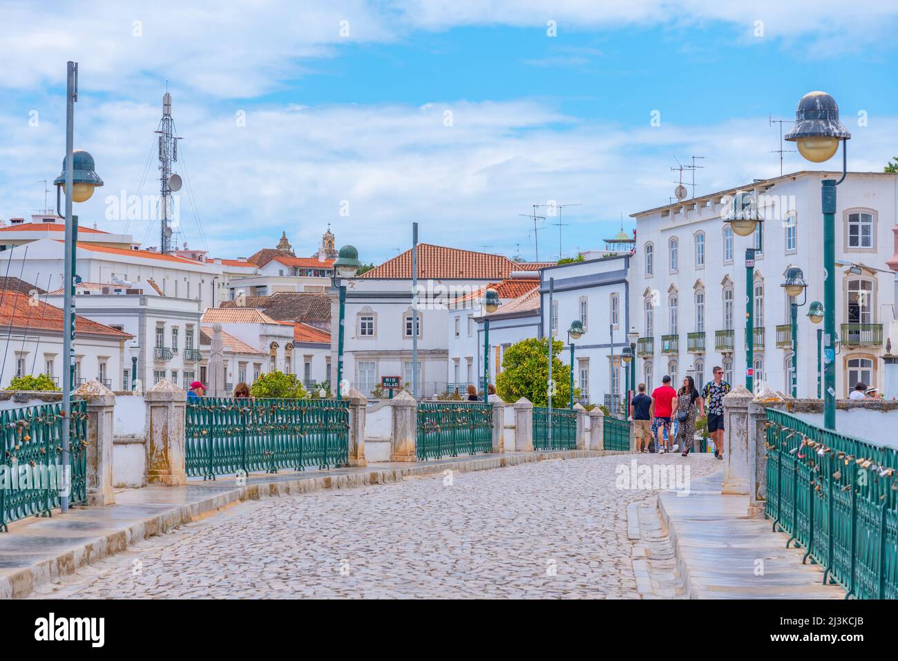 Tavira, Portugal, June 18, 2021 Roman bridge over Gilao river at