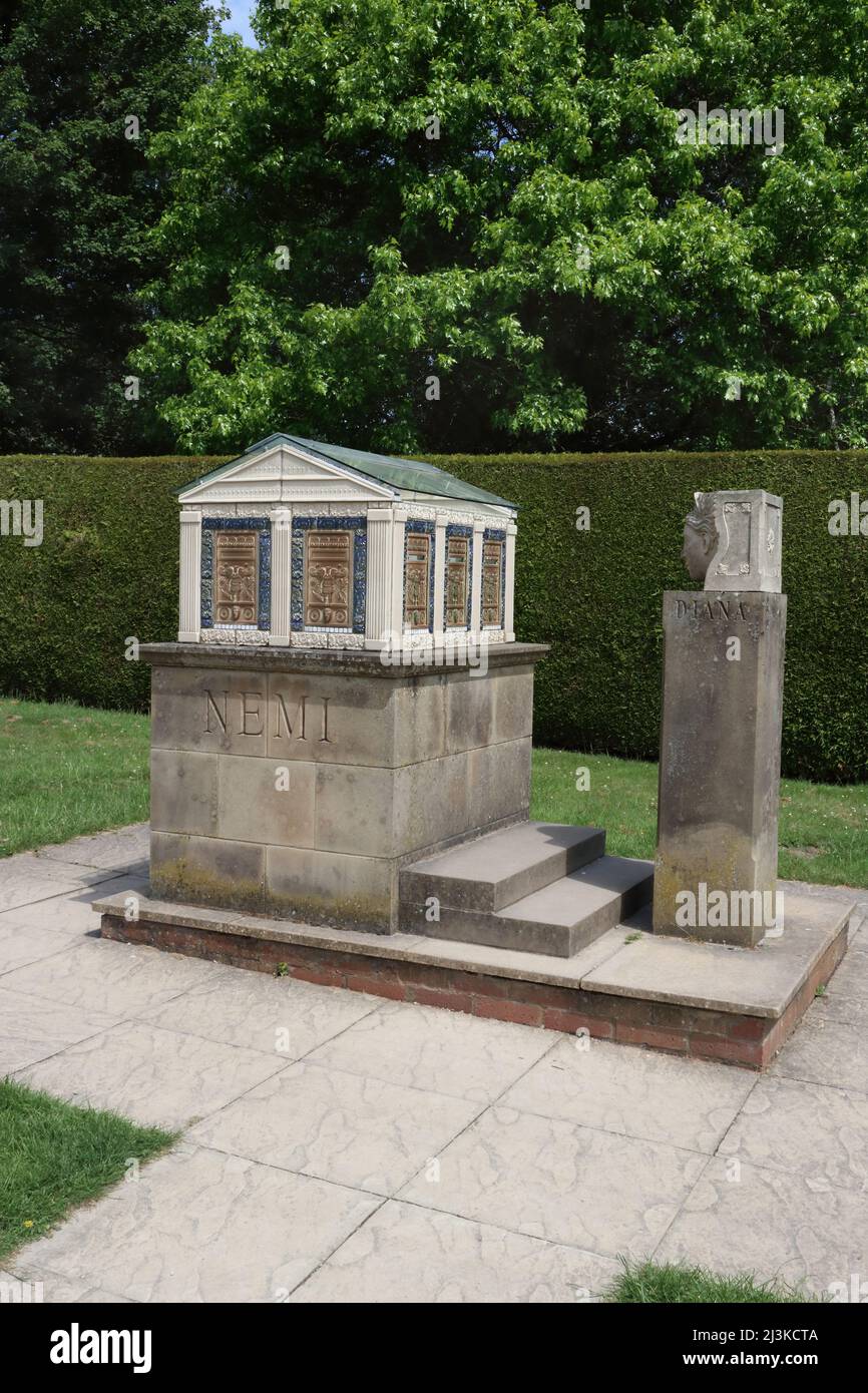 Shrine to roman goddess Diana, Rufford Abbey Country Park, Newark, Nottinghamshire, UK Stock Photo