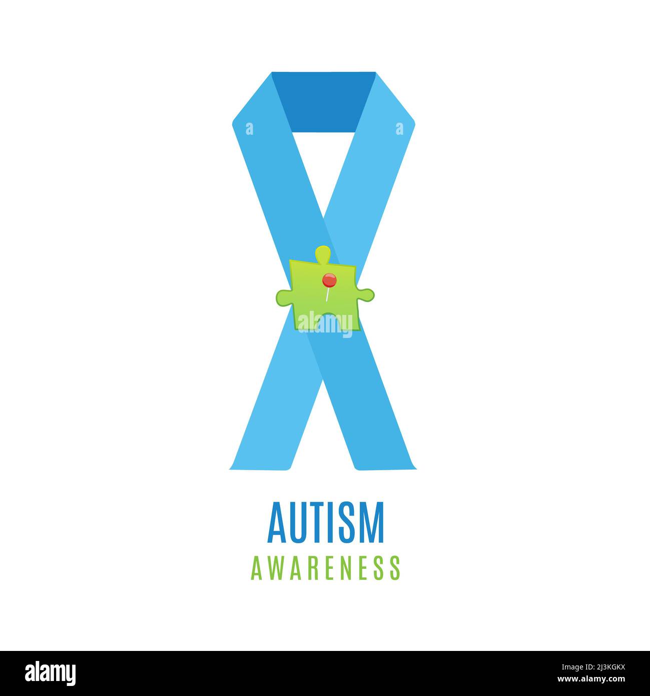 Autism awareness ribbon, conceptual illustration Stock Photo