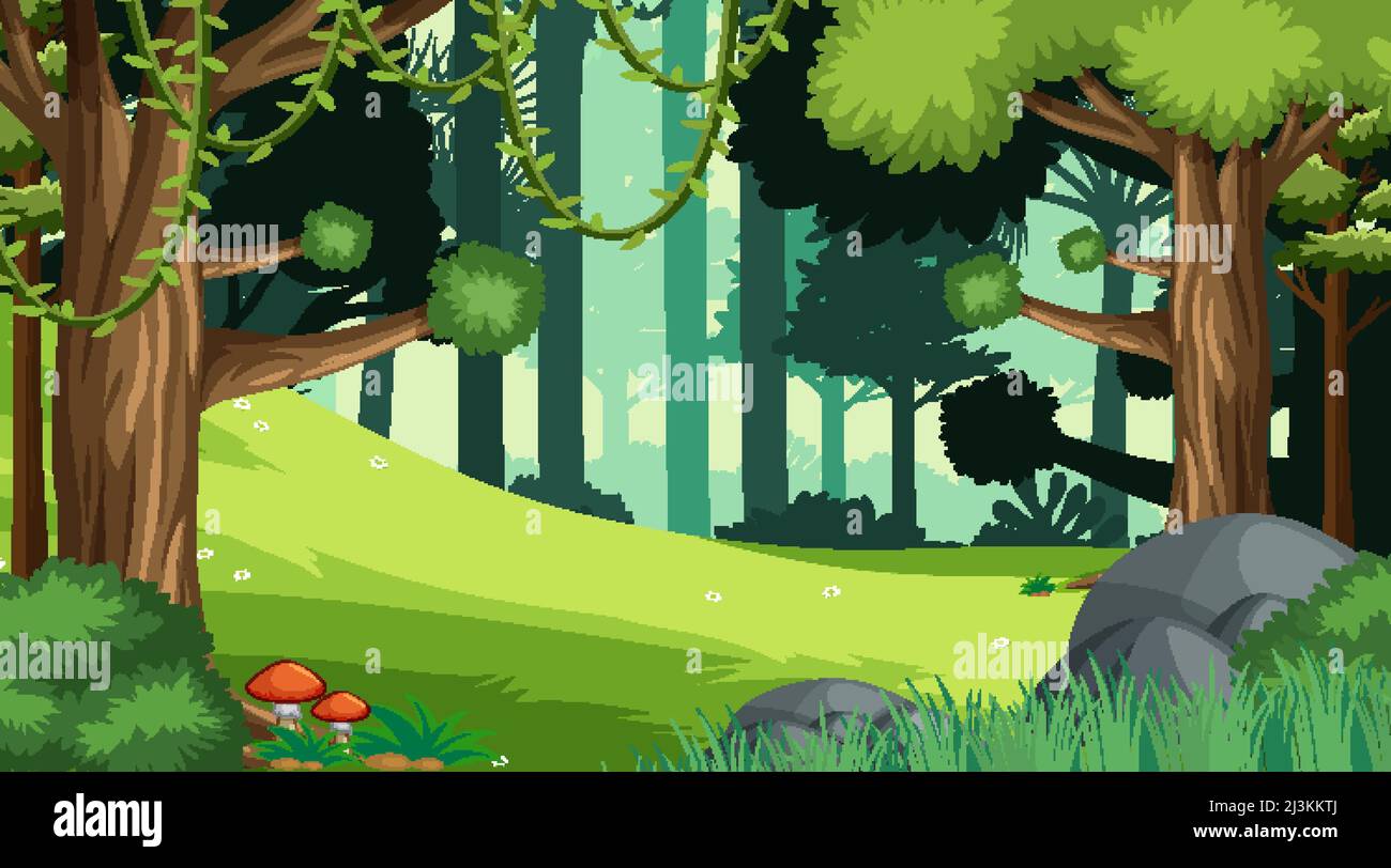 Nature scene with many trees illustration Stock Vector Image & Art - Alamy